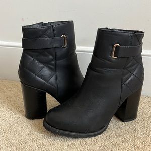 Quilted Black Heeled Boots